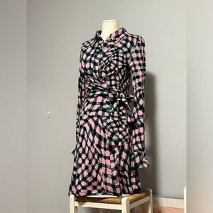 Dianne von furstenberg asymmetric shirt tie wrap dress